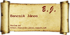 Bencsik János névjegykártya